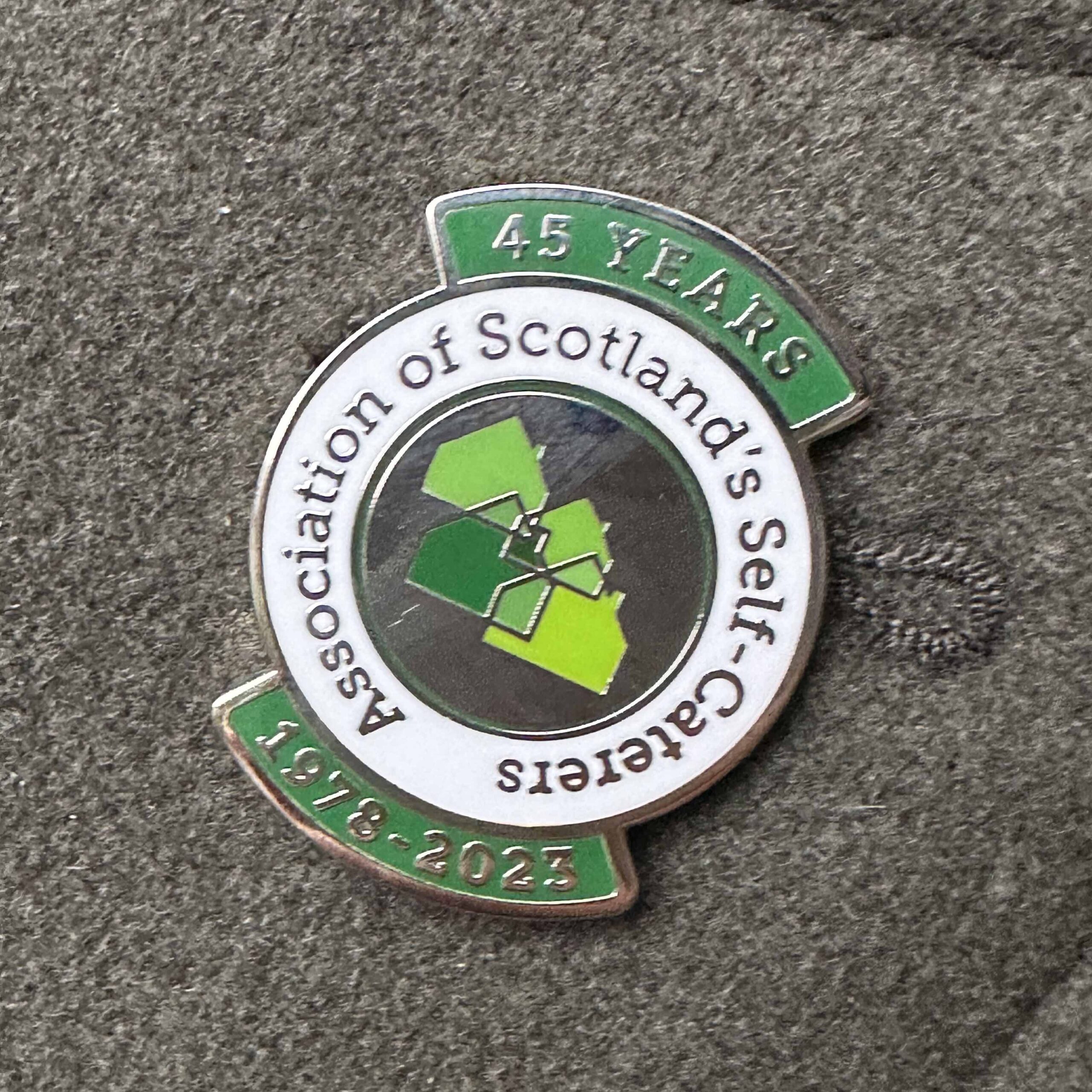 The ASSC 45th birthday pin badge